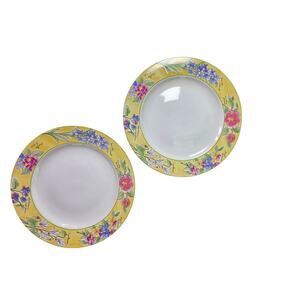 SAKURA Creme Brulee Yellow Floral 10.75" Dinner Plates Set of 2